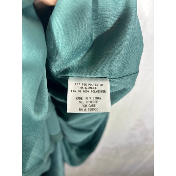 Birdy Grey Dress 1X Curve Hannah Empire V Neck Flutter Sleeve Green Crepe - Picture 7 of 9